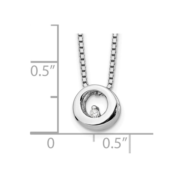 Sterling Silver Diamond Open Circle Box Chain 9x9 mm 20 inch Necklace