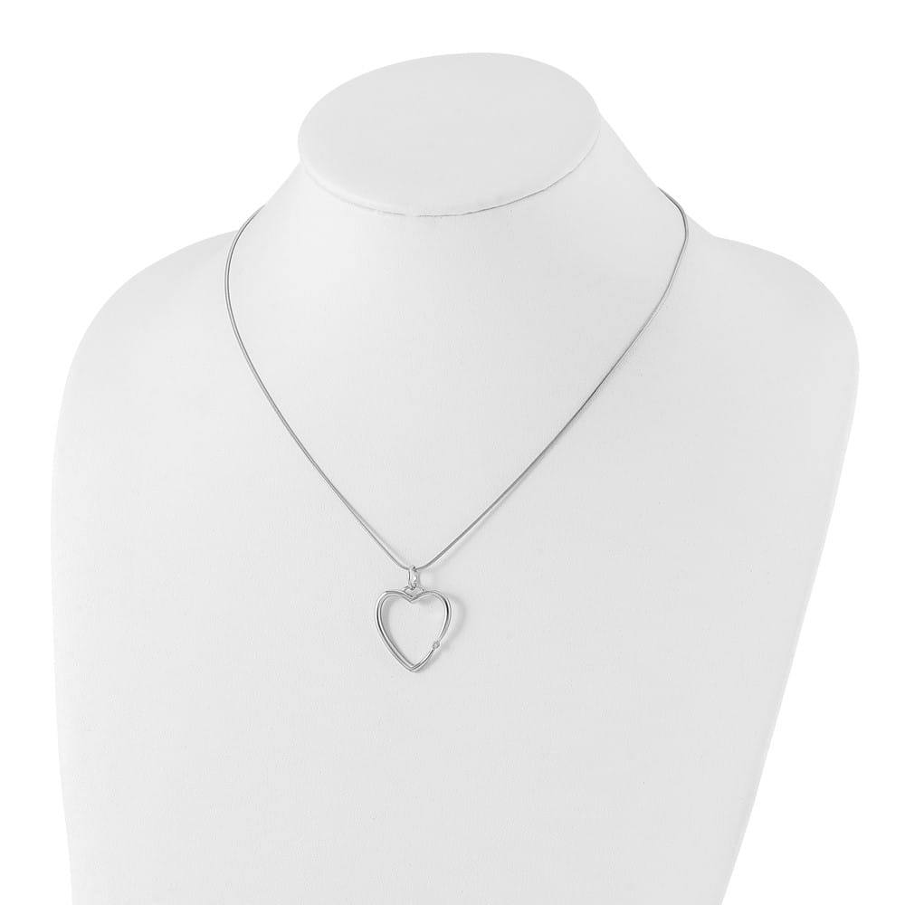 Sterling Silver Diamond Open Heart Snake Chain 20 inch Necklace