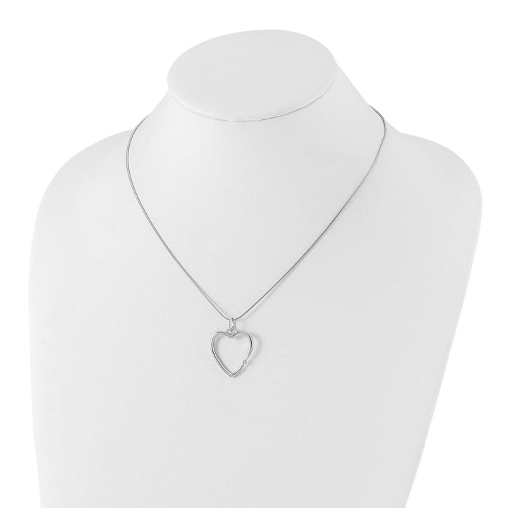 Sterling Silver Diamond Open Heart Snake Chain 20 inch Necklace