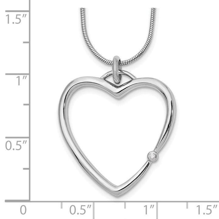 Sterling Silver Diamond Open Heart Snake Chain 20 inch Necklace