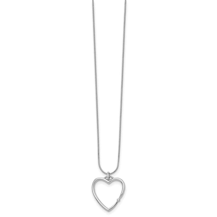 Sterling Silver Diamond Open Heart Snake Chain 20 inch Necklace