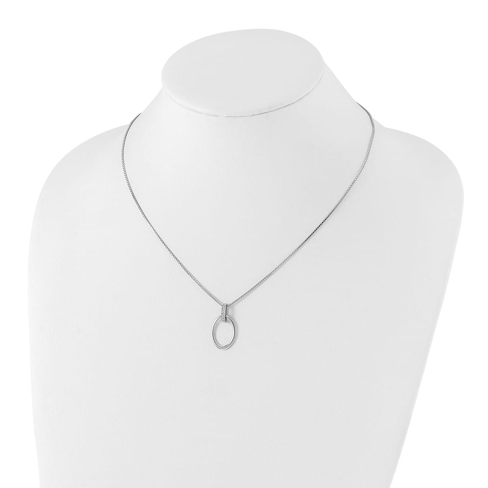 Sterling Silver Diamond Open Oval 6 Stone Box Chain 20 inch Necklace