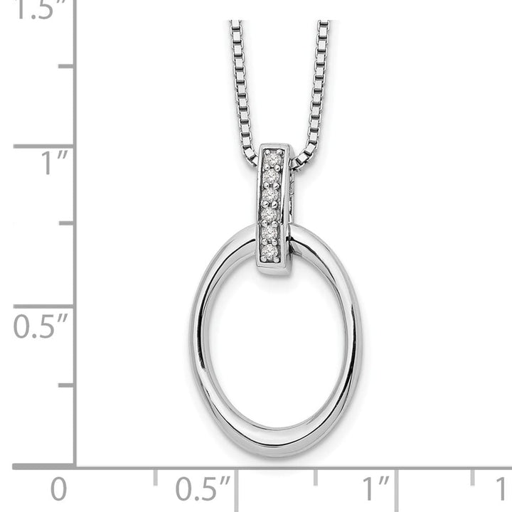 Sterling Silver Diamond Open Oval 6 Stone Box Chain 20 inch Necklace