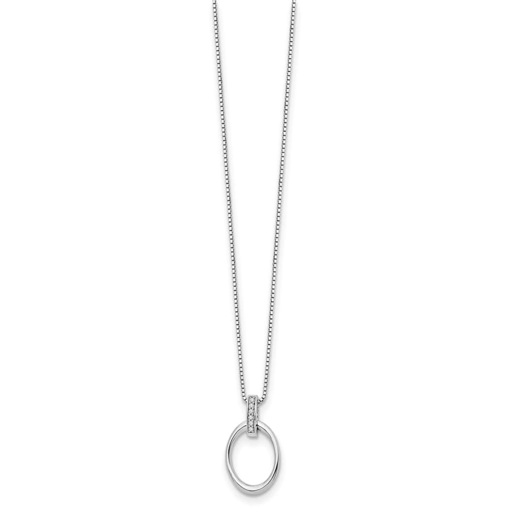 Sterling Silver Diamond Open Oval 6 Stone Box Chain 20 inch Necklace