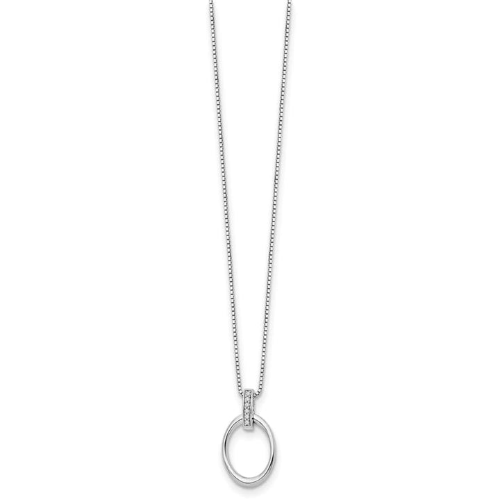 Sterling Silver Diamond Open Oval 6 Stone Box Chain 20 inch Necklace