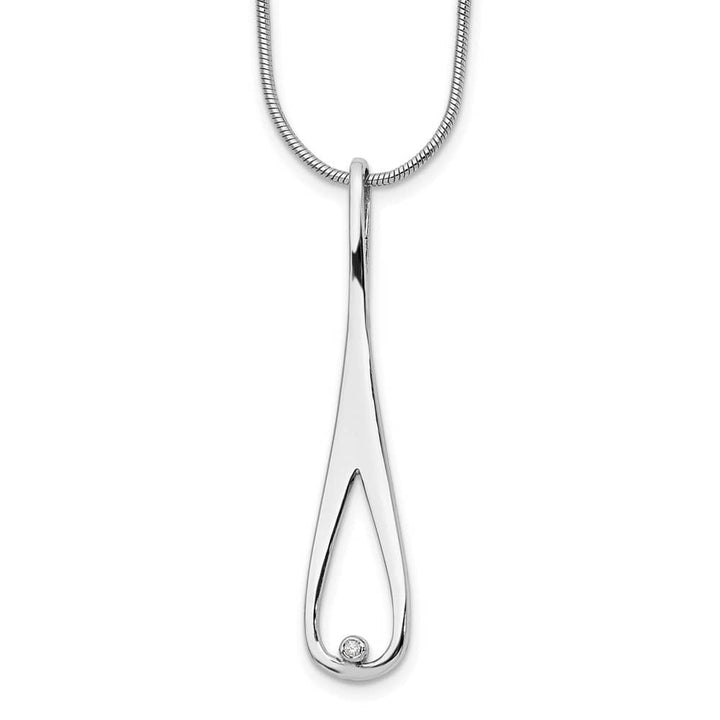Sterling Silver Diamond Open Teardrop Snake Chain 20 inch Necklace