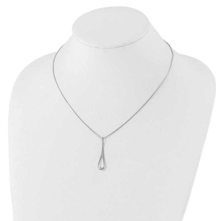 Sterling Silver Diamond Open Teardrop Snake Chain 20 inch Necklace