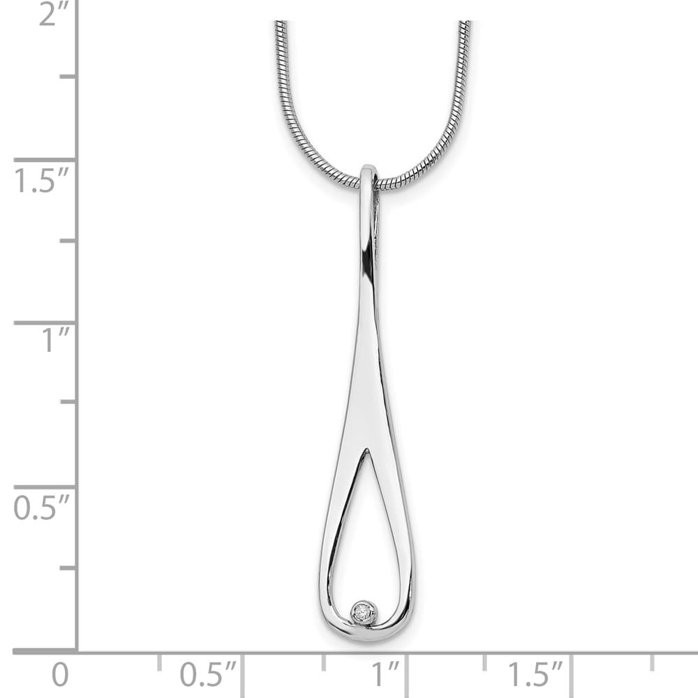 Sterling Silver Diamond Open Teardrop Snake Chain 20 inch Necklace