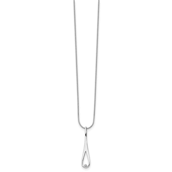 Sterling Silver Diamond Open Teardrop Snake Chain 20 inch Necklace