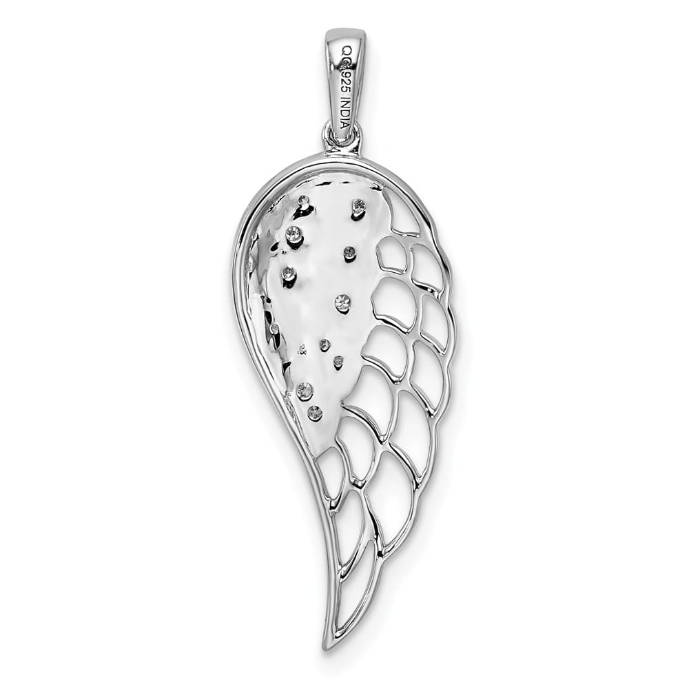 Sterling Silver Diamond Openwork Wing Pendant
