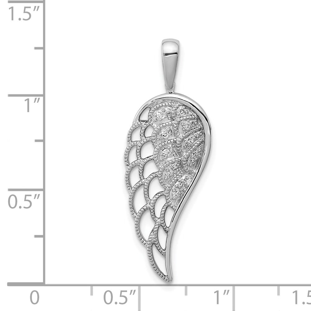 Sterling Silver Diamond Openwork Wing Pendant