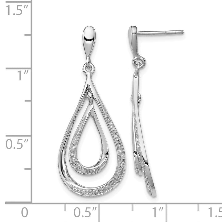 Sterling Silver Diamond Post Dangle 34 x 13 mm Earrings, view 4 of 4