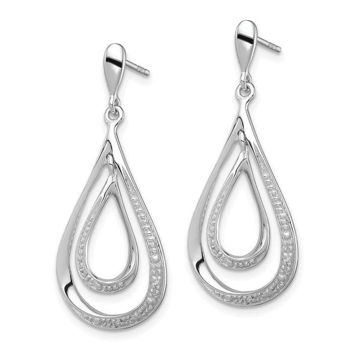 Sterling Silver Diamond Post Dangle 34 x 13 mm Earrings, view 2 of 4