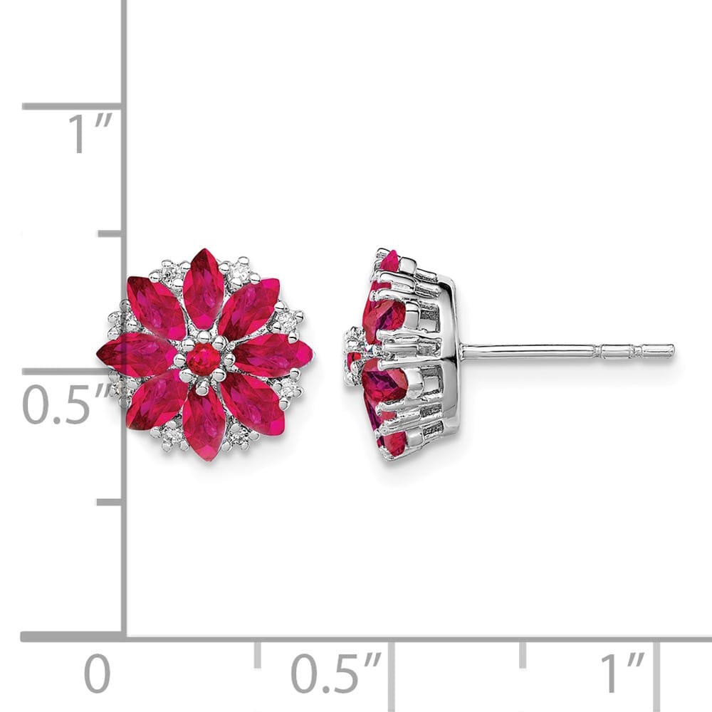 Sterling Silver Diamond & Ruby Earrings, view 4 of 4