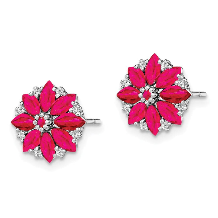 Sterling Silver Diamond & Ruby Earrings, view 2 of 4