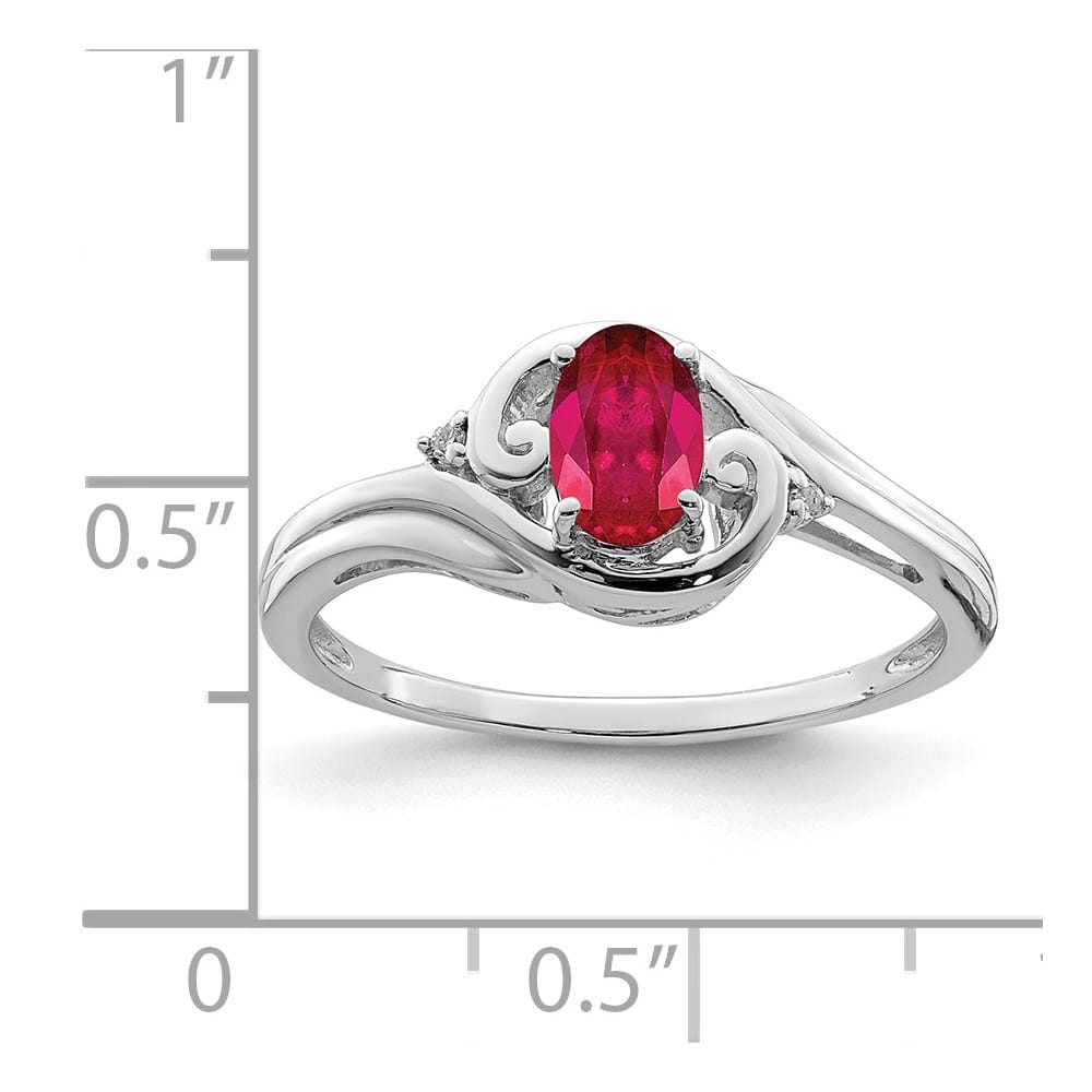 Sterling Silver Diamond & Ruby Ring