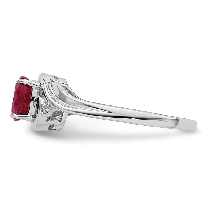 Sterling Silver Diamond & Ruby Ring