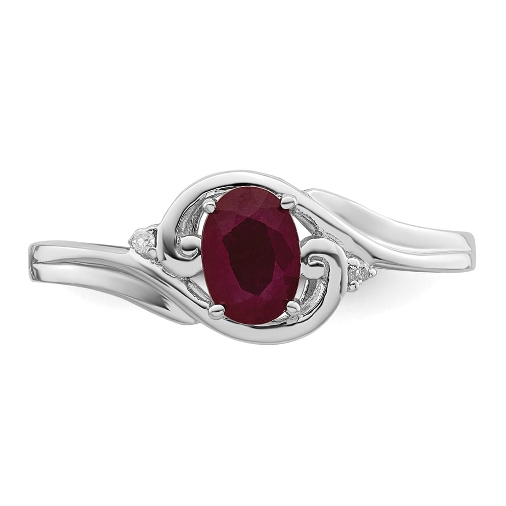 Sterling Silver Diamond & Ruby Ring