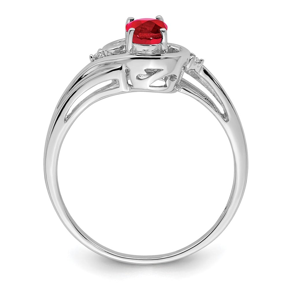 Sterling Silver Diamond & Ruby Ring