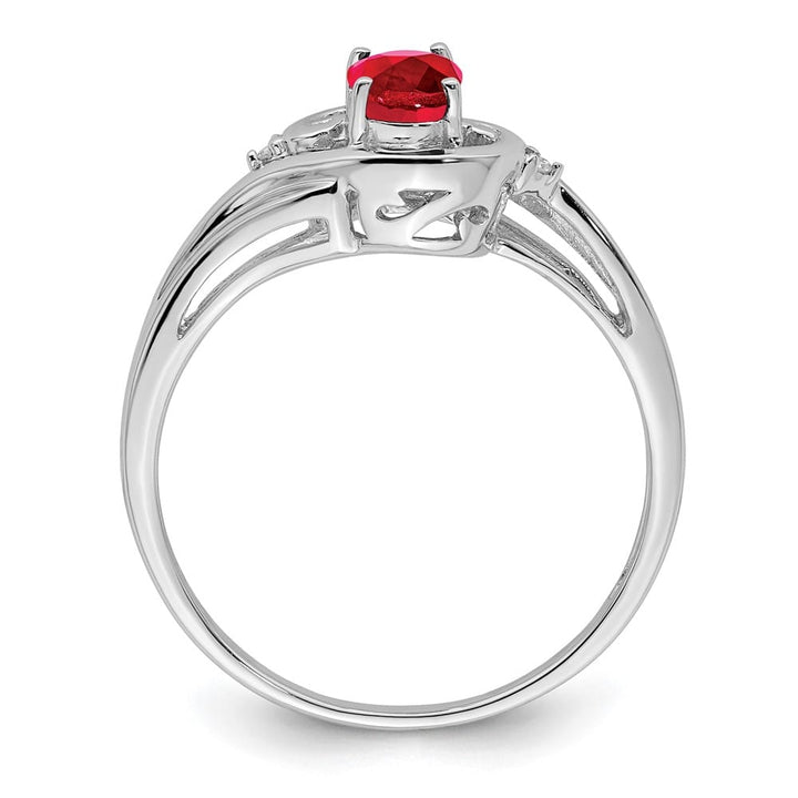 Sterling Silver Diamond & Ruby Ring