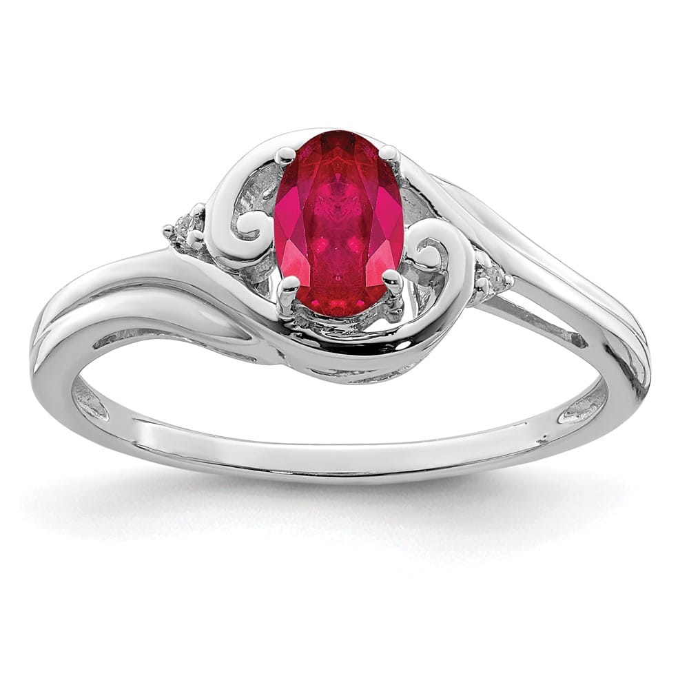Sterling Silver Diamond & Ruby Ring