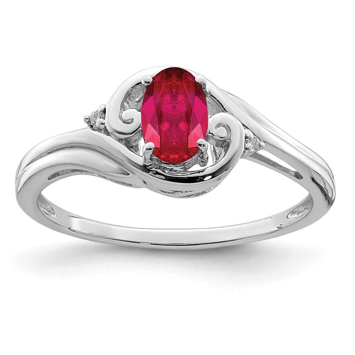 Sterling Silver Diamond & Ruby Ring