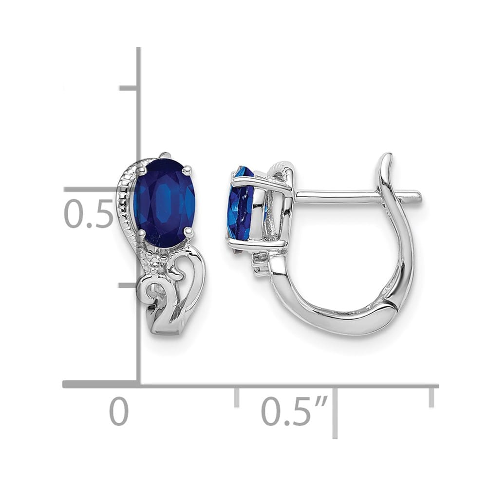 Sterling Silver Diamond & Sapphire Hinged Earrings, view 4 of 4