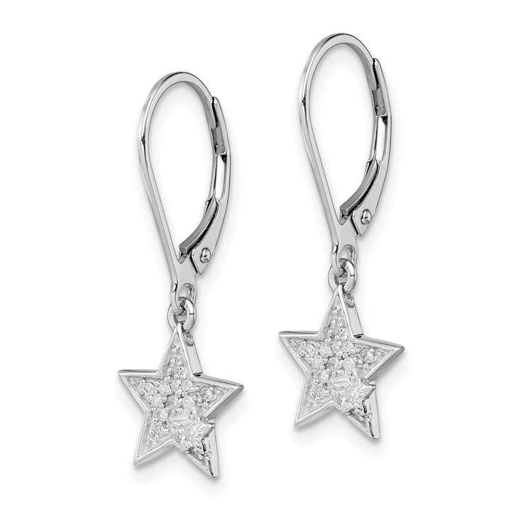 Sterling Silver Diamond Star Leverback Earrings, view 2 of 4