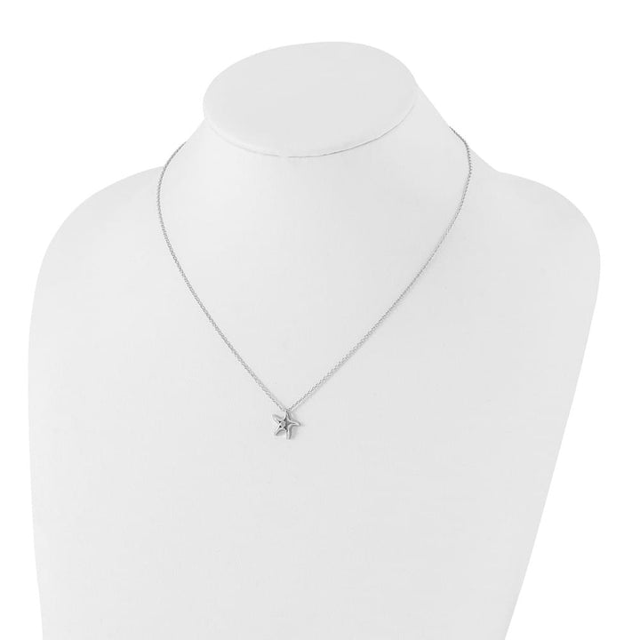 Sterling Silver Diamond Starfish Slide Pendant 18 inch Necklace