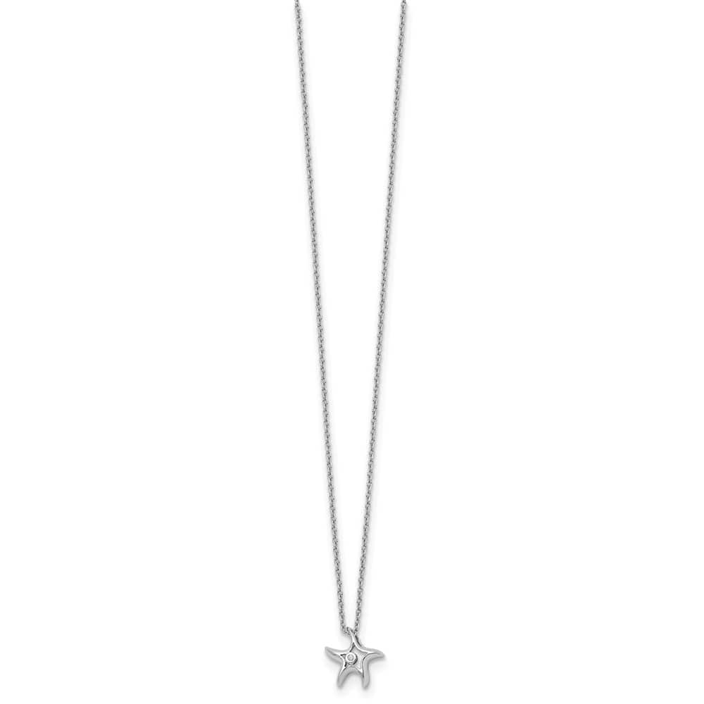 Sterling Silver Diamond Starfish Slide Pendant 18 inch Necklace