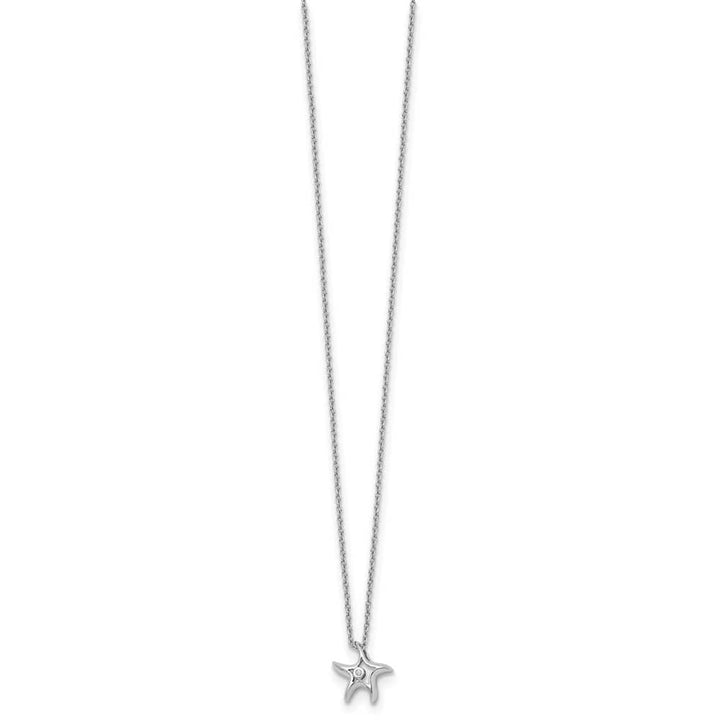 Sterling Silver Diamond Starfish Slide Pendant 18 inch Necklace