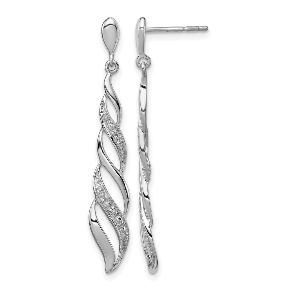 Sterling Silver Diamond Swirl Post Dangle 39 x 7 mm Earrings, view 1 of 4