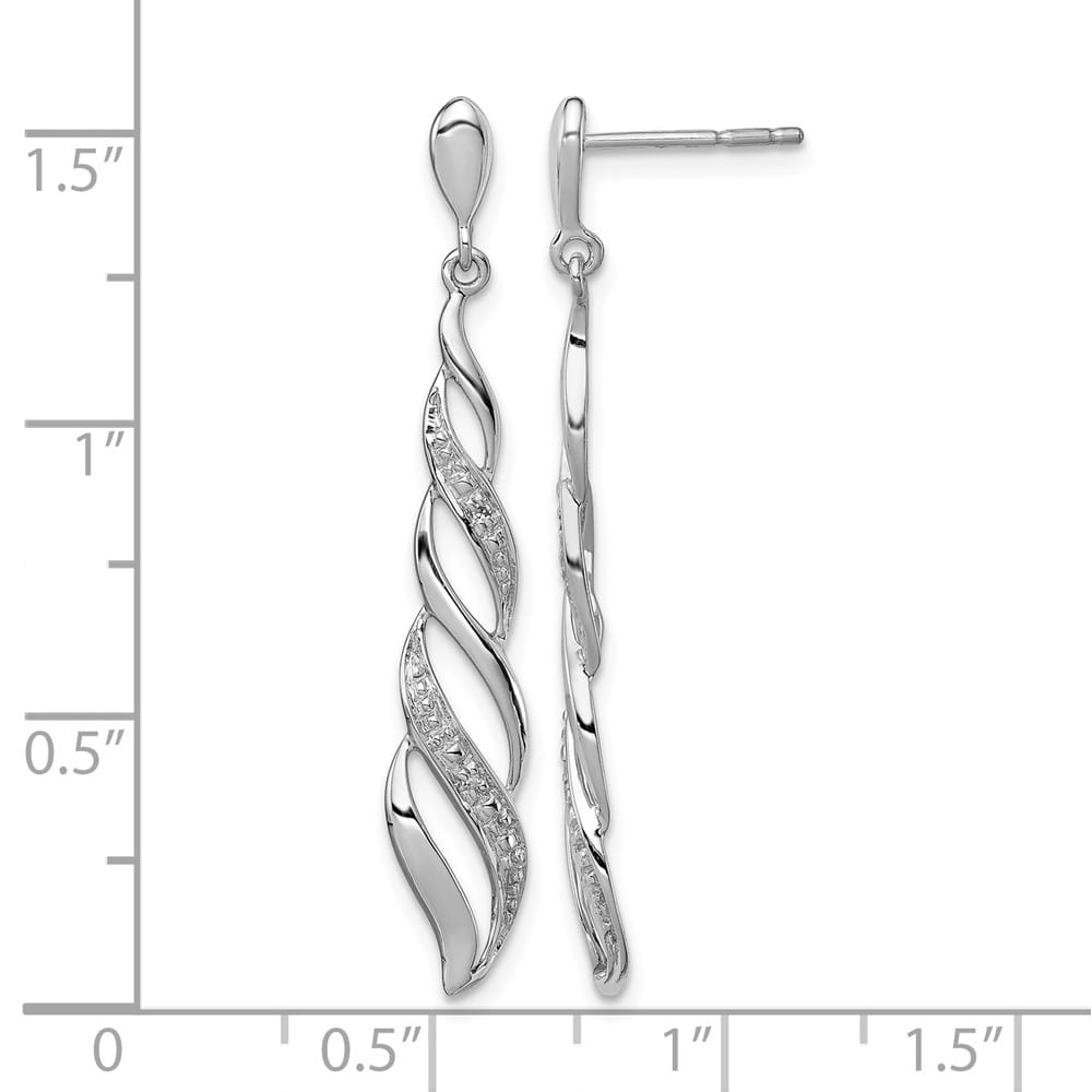 Sterling Silver Diamond Swirl Post Dangle 39 x 7 mm Earrings, view 4 of 4