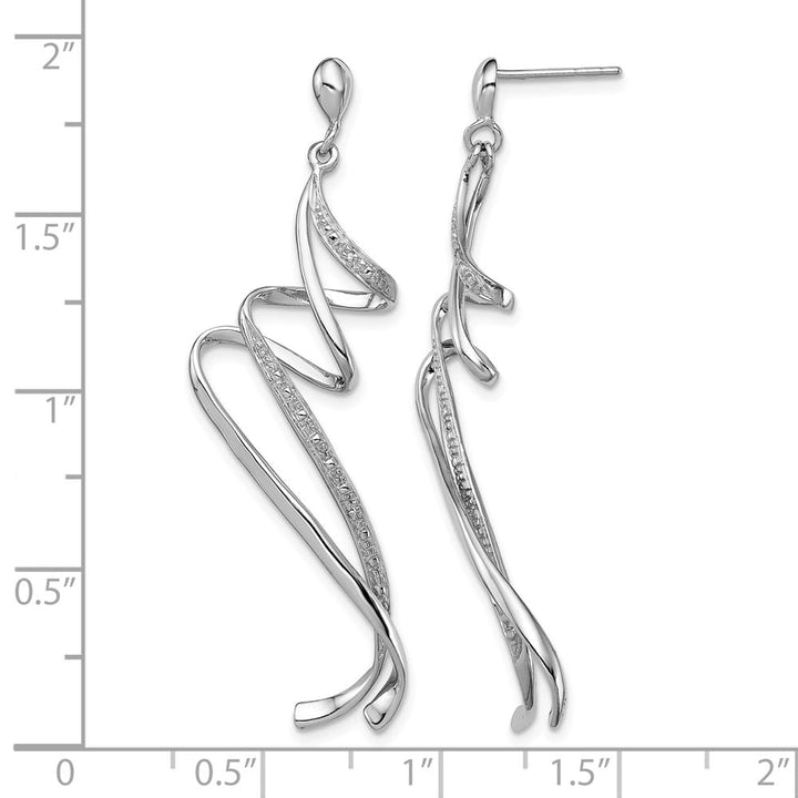 Sterling Silver Diamond Swirl Post Dangle 54 x 13 mm Earrings, view 2 of 2