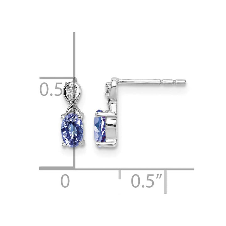 Sterling Silver Diamond & Tanzanite Oval Post 11 x 9 mm Earrings, view 4 of 4