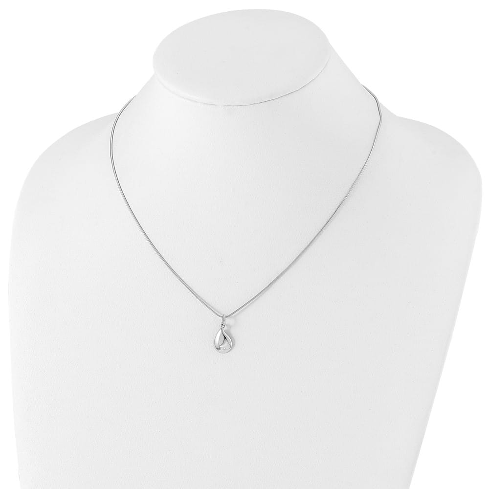 Sterling Silver Diamond Teardrop 16.05x15.05 mm 20 inch Necklace