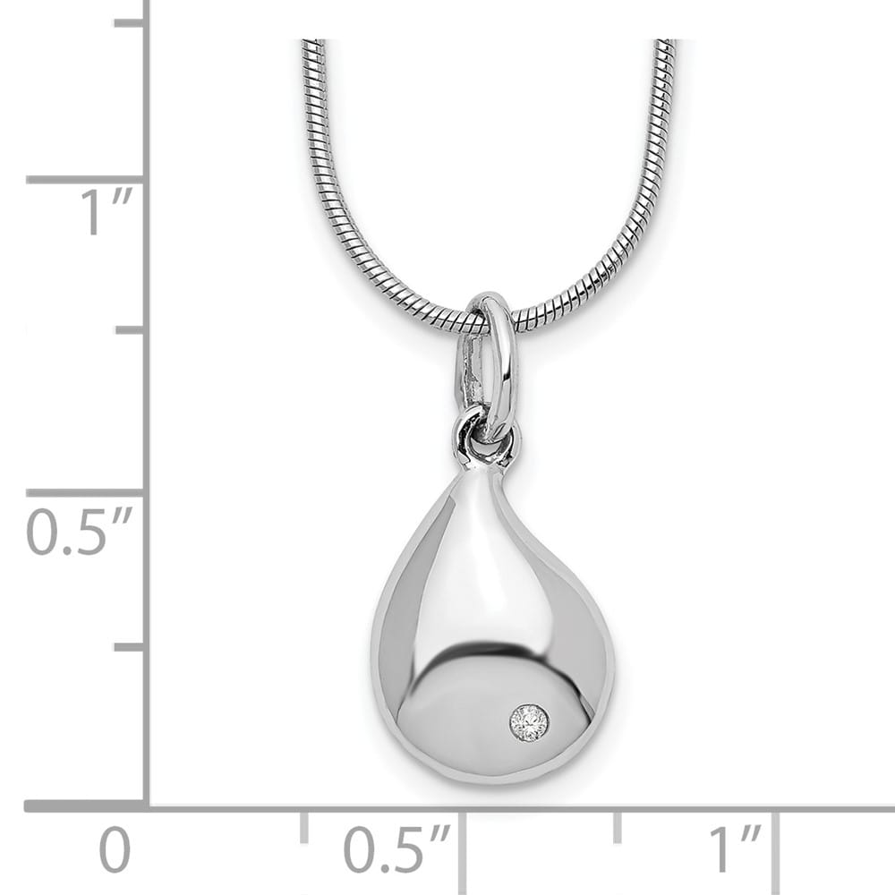 Sterling Silver Diamond Teardrop 16.05x15.05 mm 20 inch Necklace