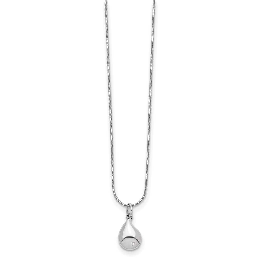 Sterling Silver Diamond Teardrop 16.05x15.05 mm 20 inch Necklace