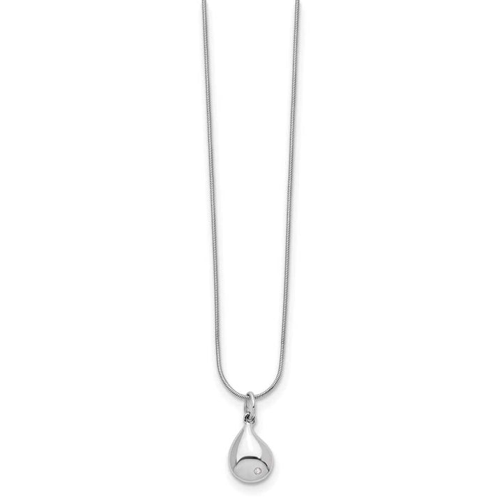 Sterling Silver Diamond Teardrop 16.05x15.05 mm 20 inch Necklace