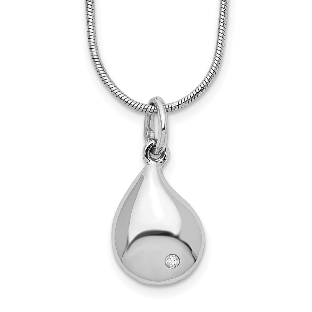 Sterling Silver Diamond Teardrop 16.05x15.05 mm 20 inch Necklace