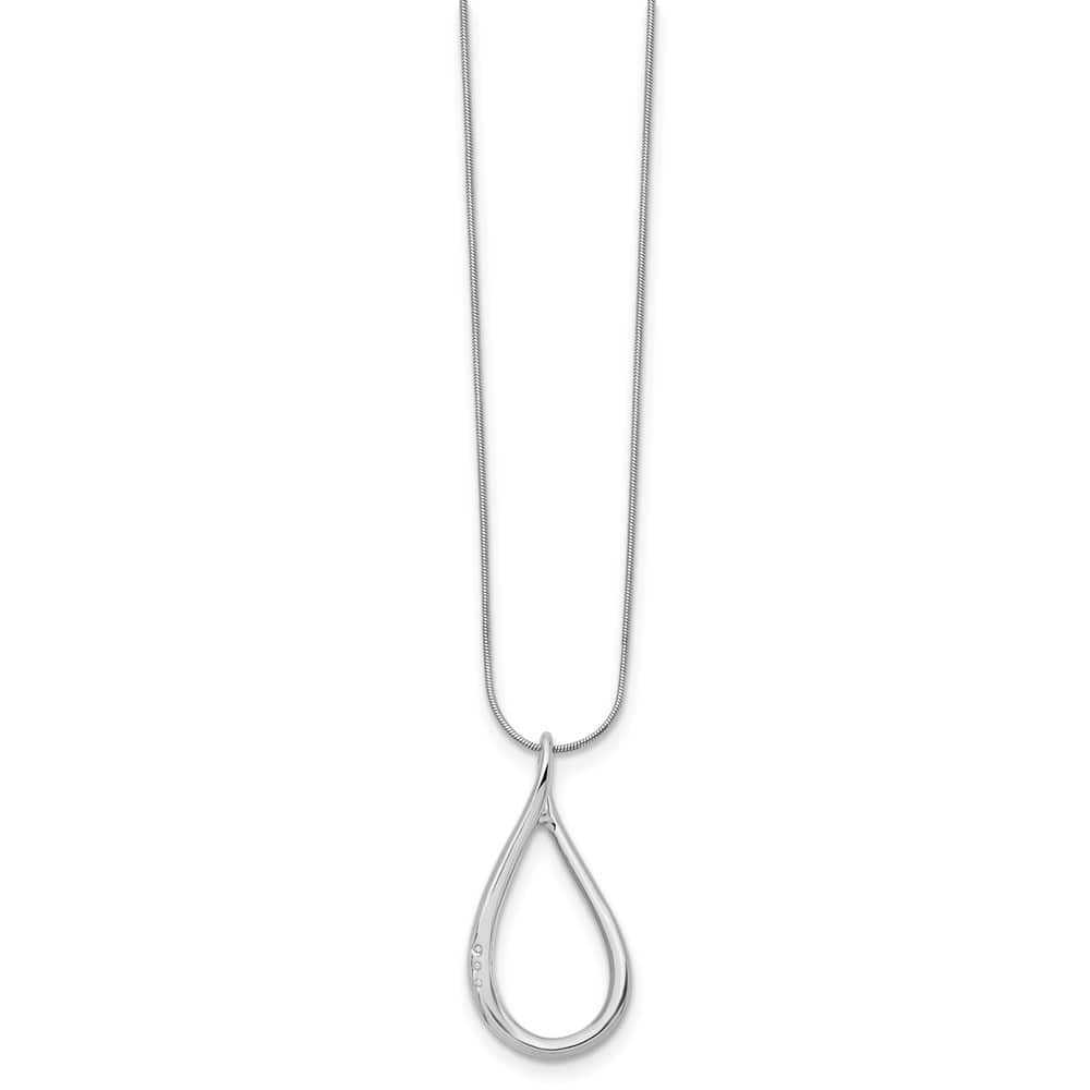 Sterling Silver Diamond Teardrop 3 Stone Snake Chain 20 inch Necklace