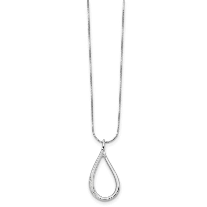 Sterling Silver Diamond Teardrop 3 Stone Snake Chain 20 inch Necklace