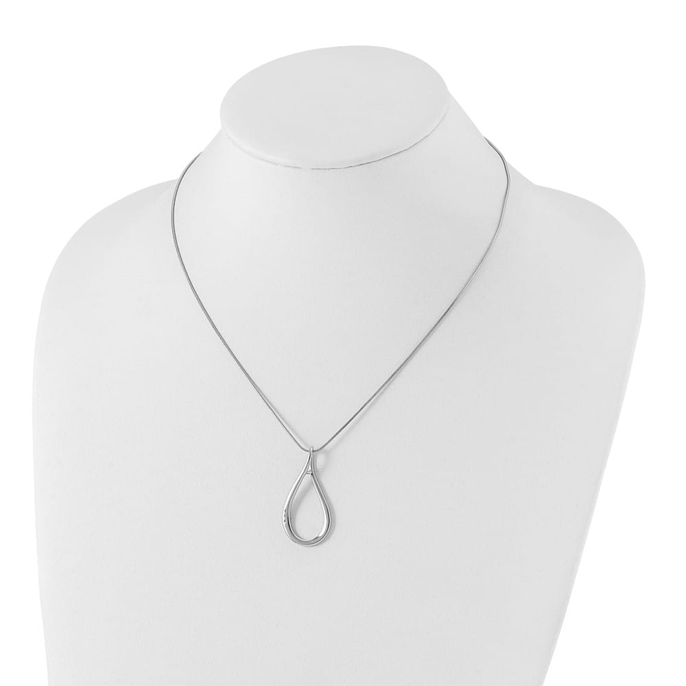 Sterling Silver Diamond Teardrop 3 Stone Snake Chain 20 inch Necklace
