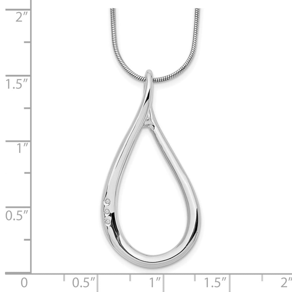 Sterling Silver Diamond Teardrop 3 Stone Snake Chain 20 inch Necklace