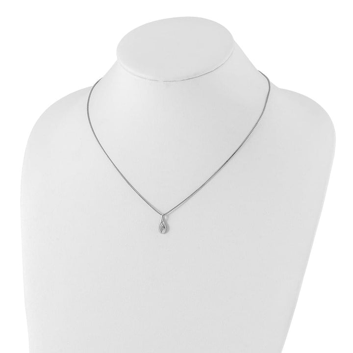Sterling Silver Diamond Teardrop 5 Stone Box Chain 20 inch Necklace