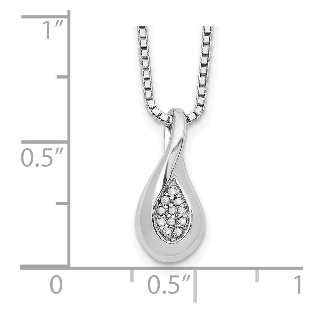 Sterling Silver Diamond Teardrop 5 Stone Box Chain 20 inch Necklace