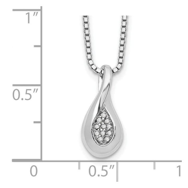 Sterling Silver Diamond Teardrop 5 Stone Box Chain 20 inch Necklace