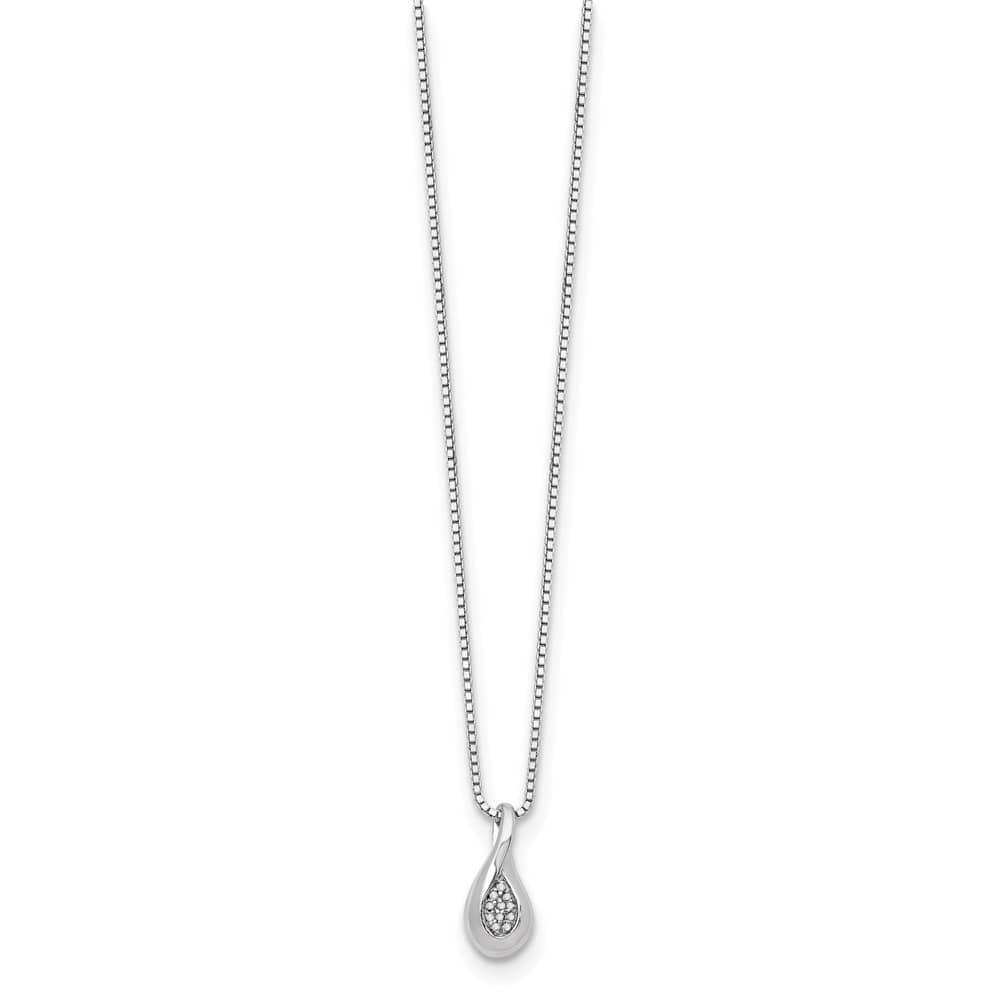 Sterling Silver Diamond Teardrop 5 Stone Box Chain 20 inch Necklace