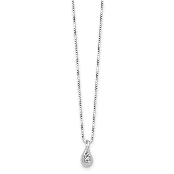 Sterling Silver Diamond Teardrop 5 Stone Box Chain 20 inch Necklace