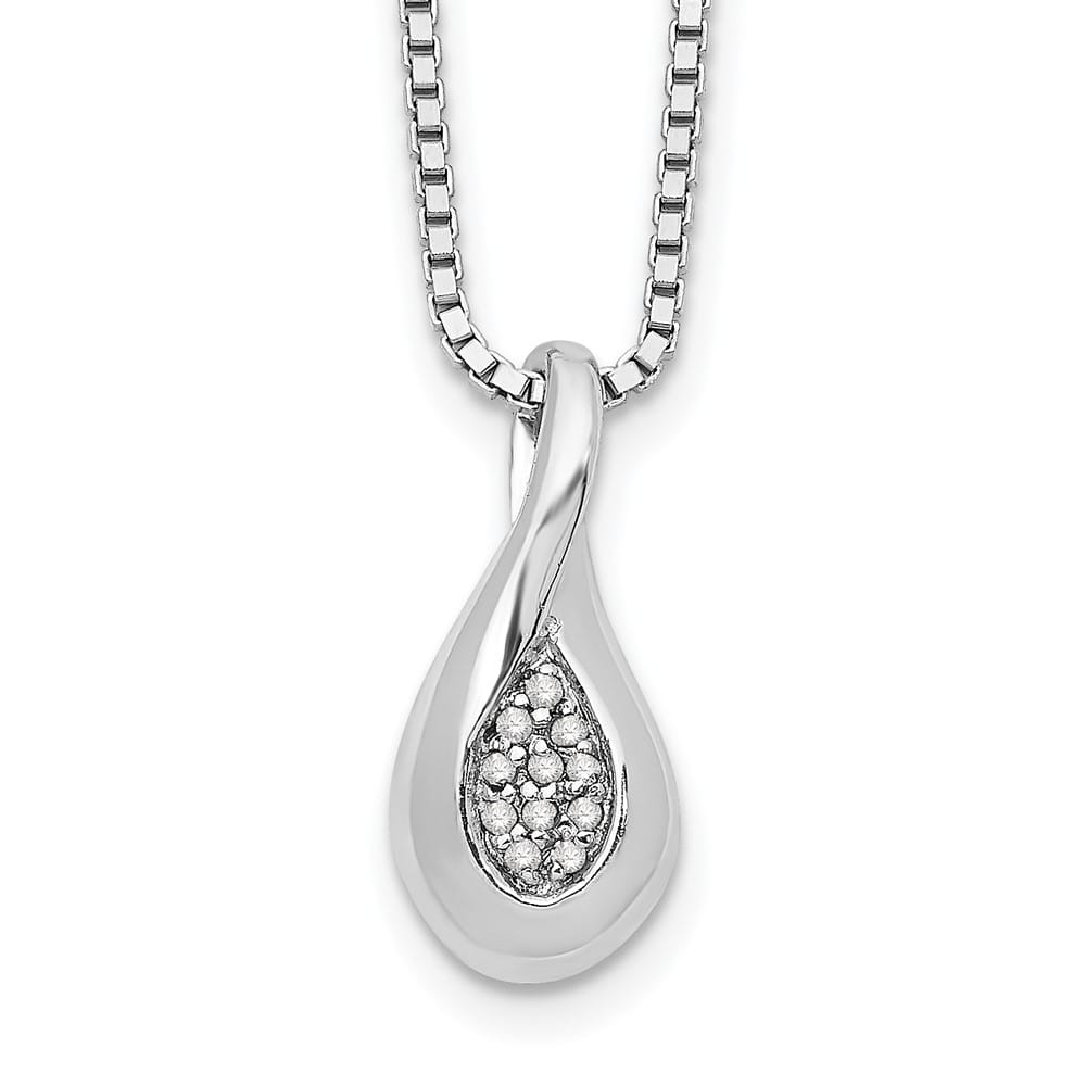 Sterling Silver Diamond Teardrop 5 Stone Box Chain 20 inch Necklace